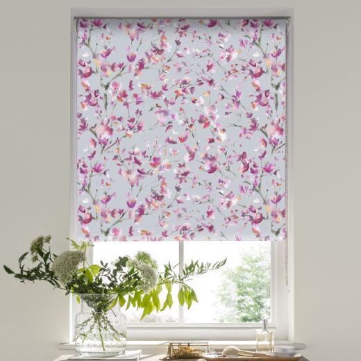 Voyage Maison Belsay Peony Silver Blackout Roller Blind