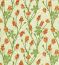 Monkshood Tangerine/Sage Fabric by Morris & Co