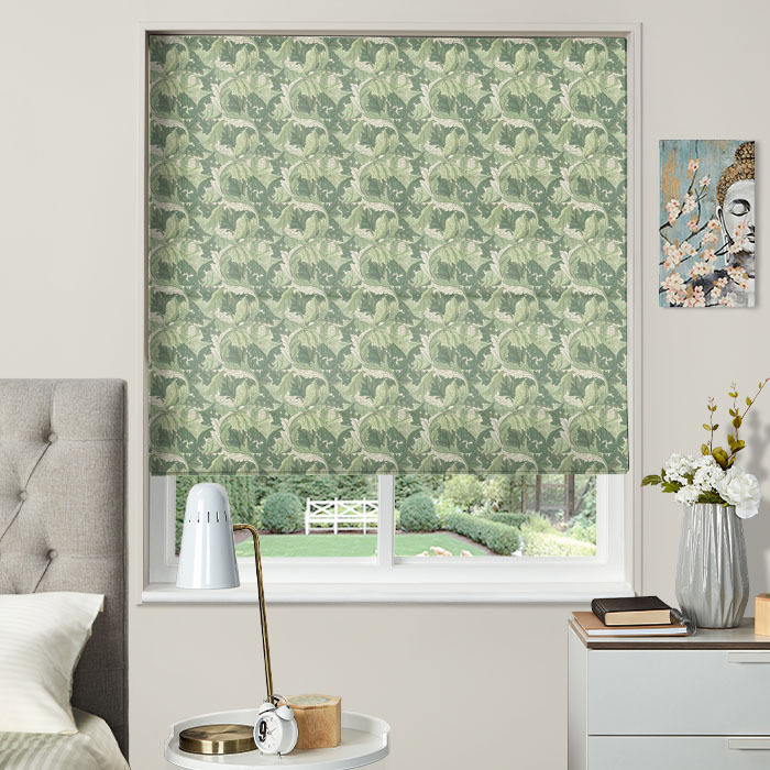 MotionBlind Roman Blind in Acanthus Apple Sage by Clarke And Clarke