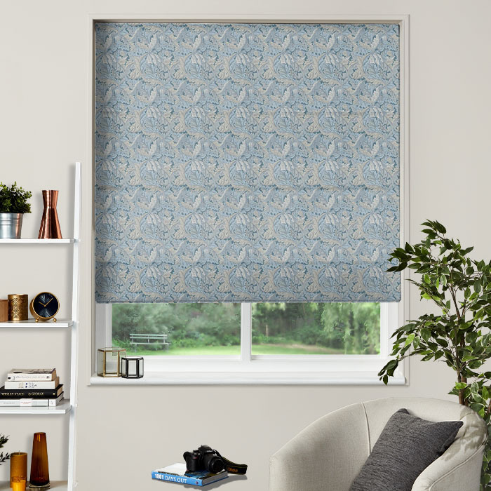 MotionBlind Roman Blind in Acanthus Denim by Clarke And Clarke