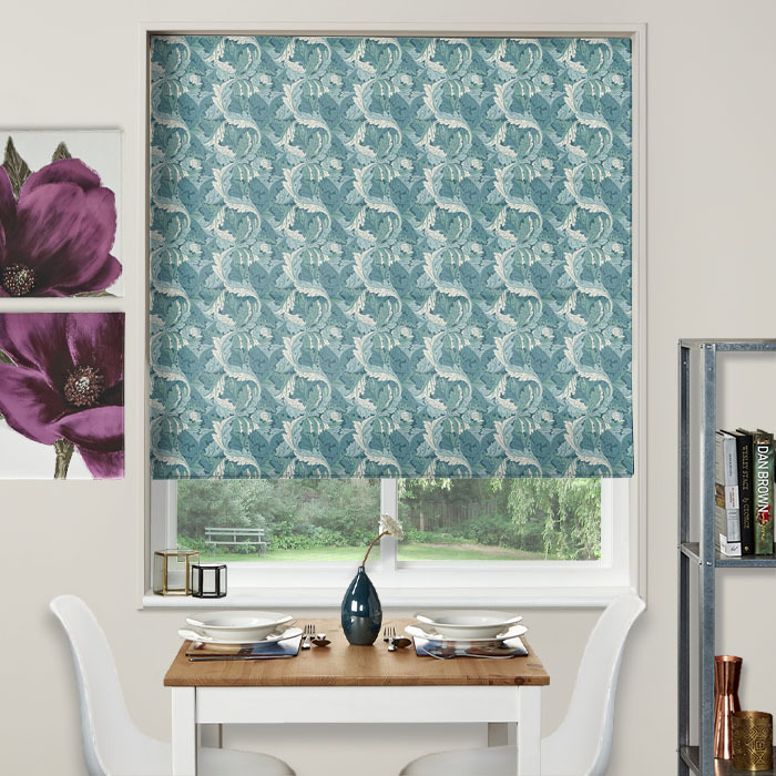 MotionBlind Roman Blind in Acanthus Teal by Clarke And Clarke