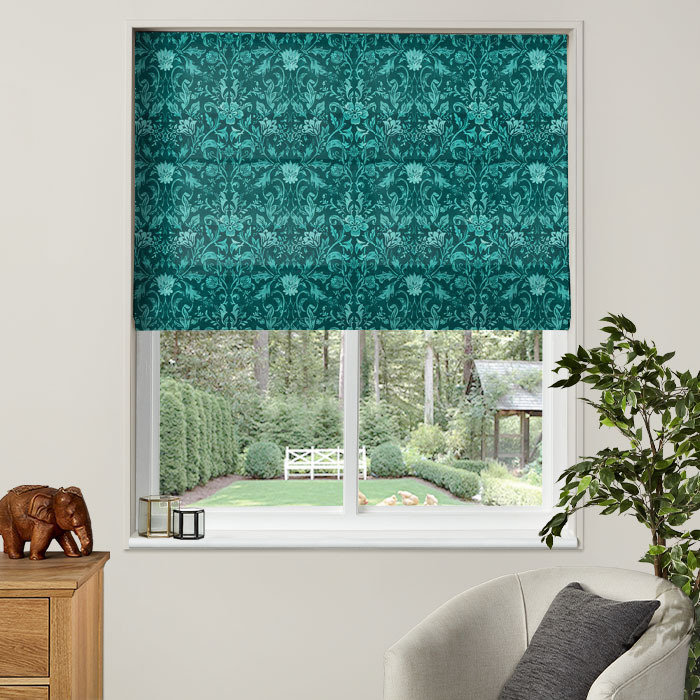 Roman Blind in Baroque Turquoise
