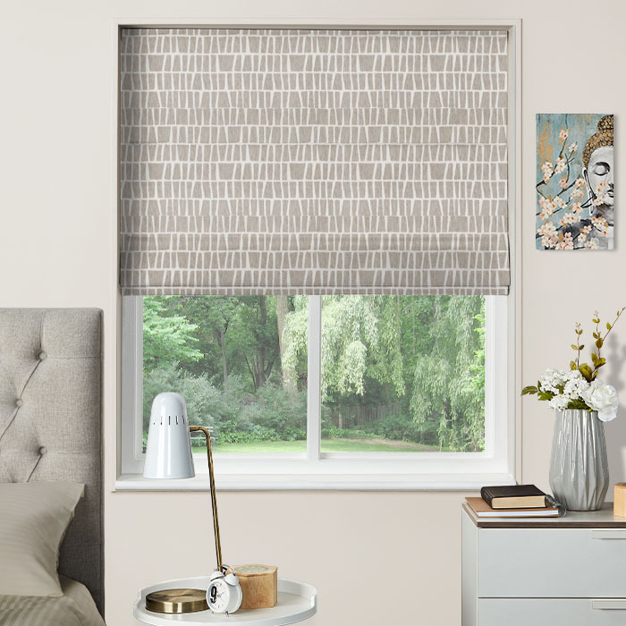 Roman Blind in Block Work Feather