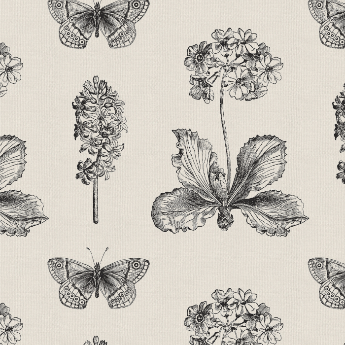 Butterfly Flight Black Fabric Sample