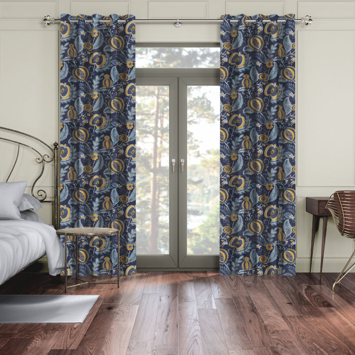 Curtains in Cantaloupe Navy