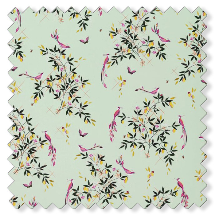 Swatch of Bird And Trellis Sateen Duckegg by Sara Miller