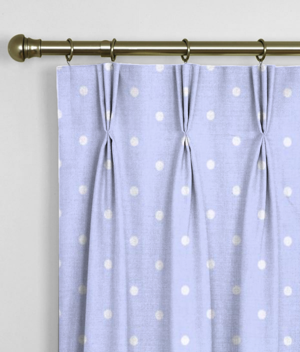 Pinch Pleat Curtains Dotty Powder Blue