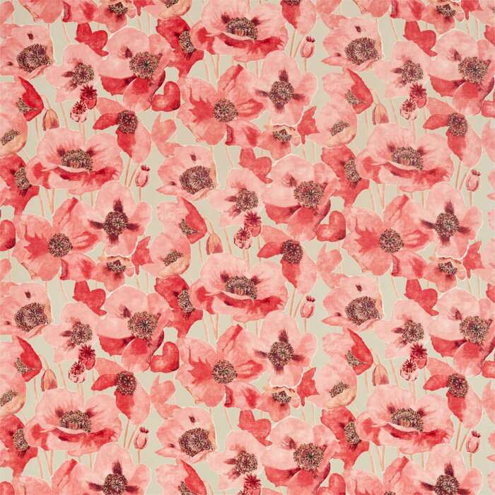 Embleton Claret/Linen Fabric by Sanderson
