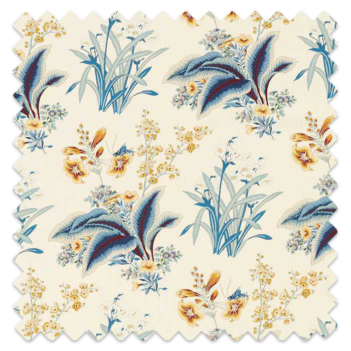 Swatch of Enys Garden Indigo/Red