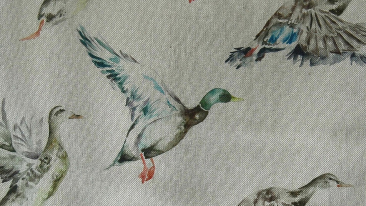 Image of flying ducks linen by Voyage