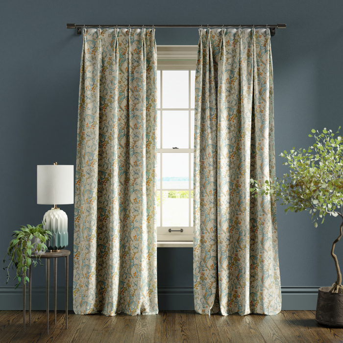 Curtains in Golden Lily Linen Teal