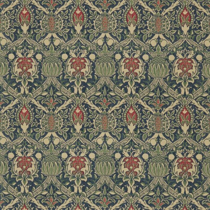 Granada Indigo/Red Fabric by Morris & Co