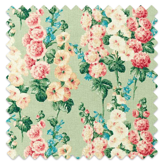 Swatch of Hollyhocks Sage/Rose