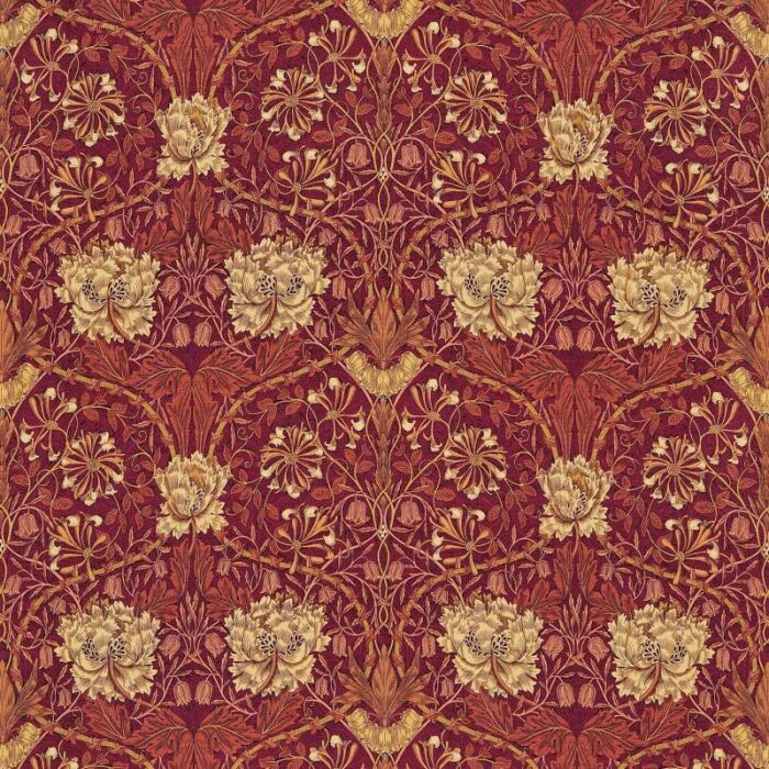 Honeysuckle & Tulip Brick/Russet Fabric by Morris & Co