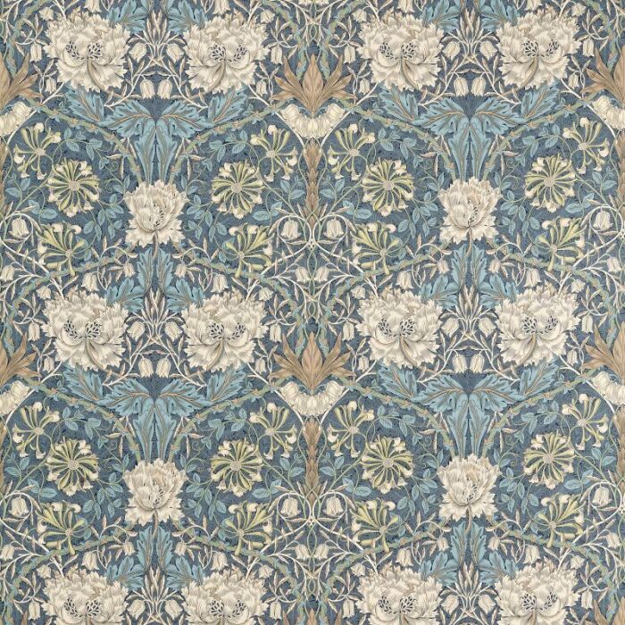 Honeysuckle & Tulip Woad/Thyme Fabric by Morris & Co