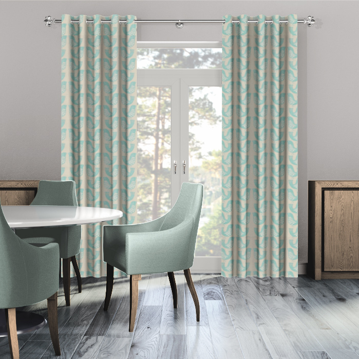 Made To Measure Curtains iLiv Scandi Birds Aqua