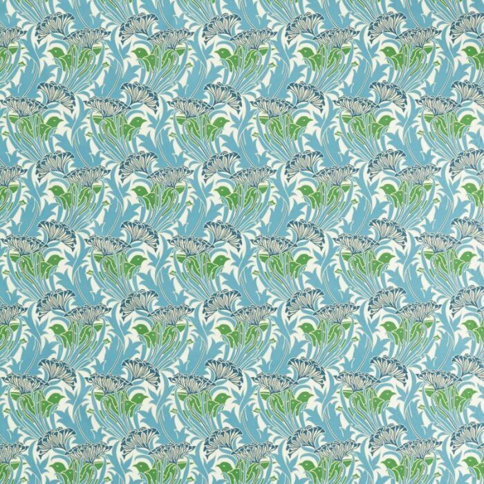 Laceflower Garden Green/Lagoon Fabric by Morris & Co