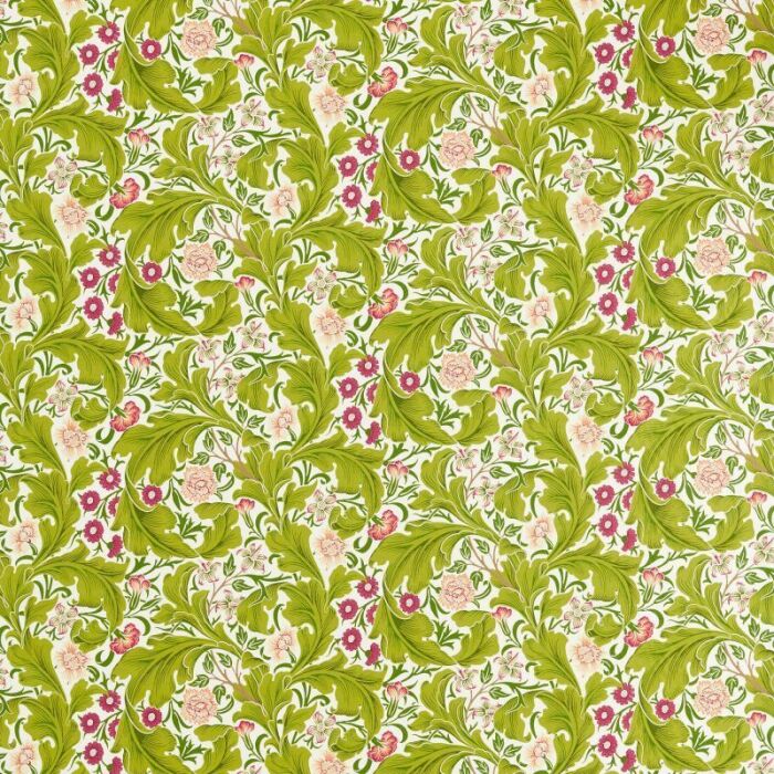 Leicester Sour Green/Plum Fabric by Morris & Co