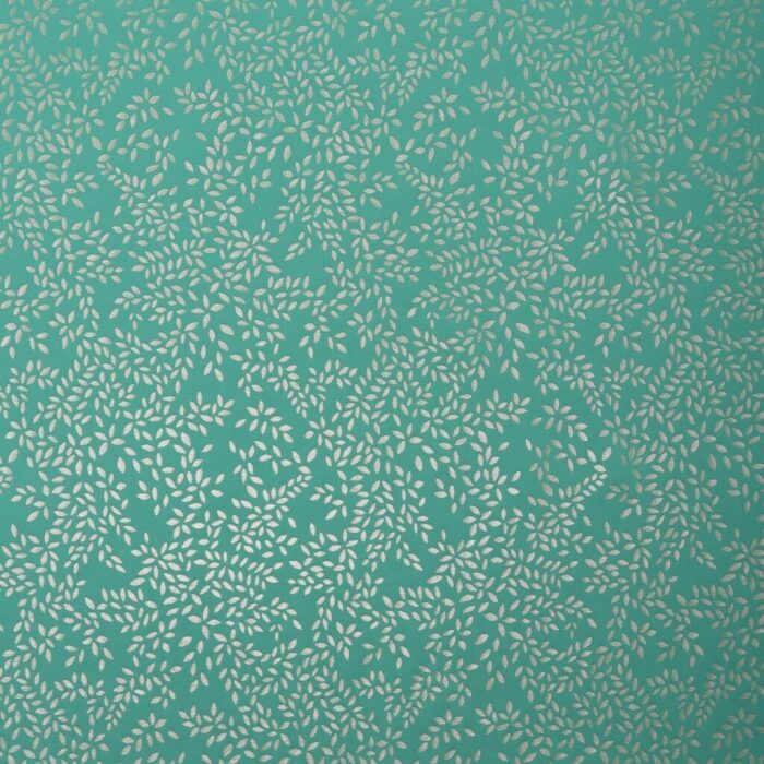Metallic Leaves Green Fabric by Sara Miller