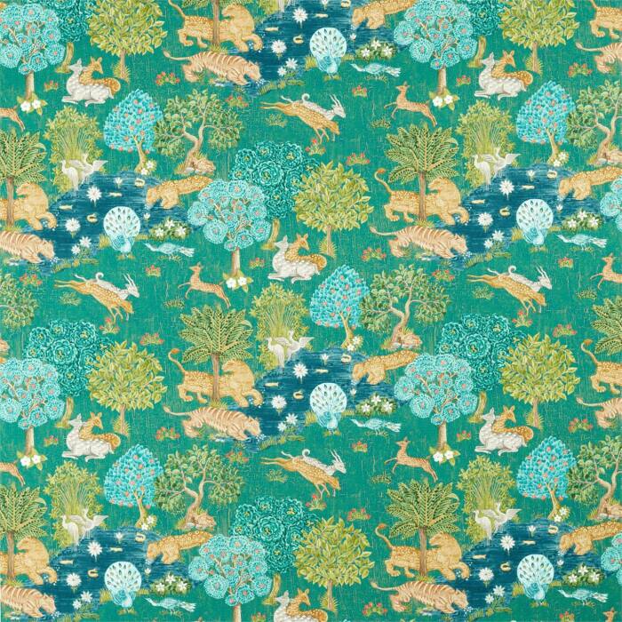 Pamir Garden Teal Fabric by Sanderson