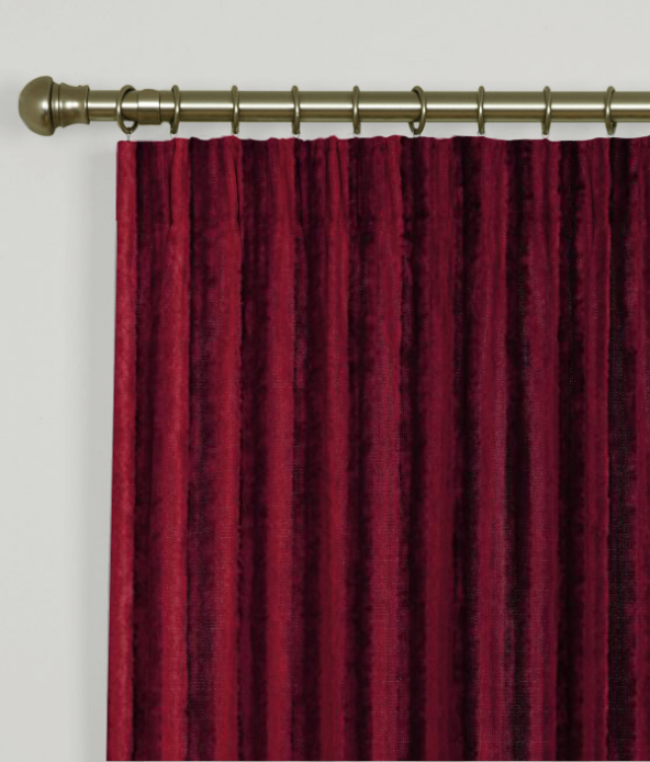 Pencil Pleat Curtains Rhythm Velvet Crimson