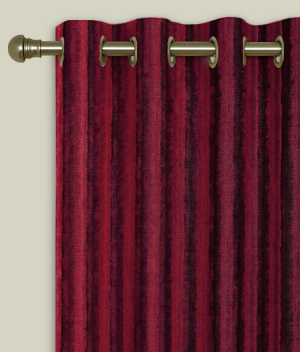 Eyelet Curtains Rhythm Velvet Crimson
