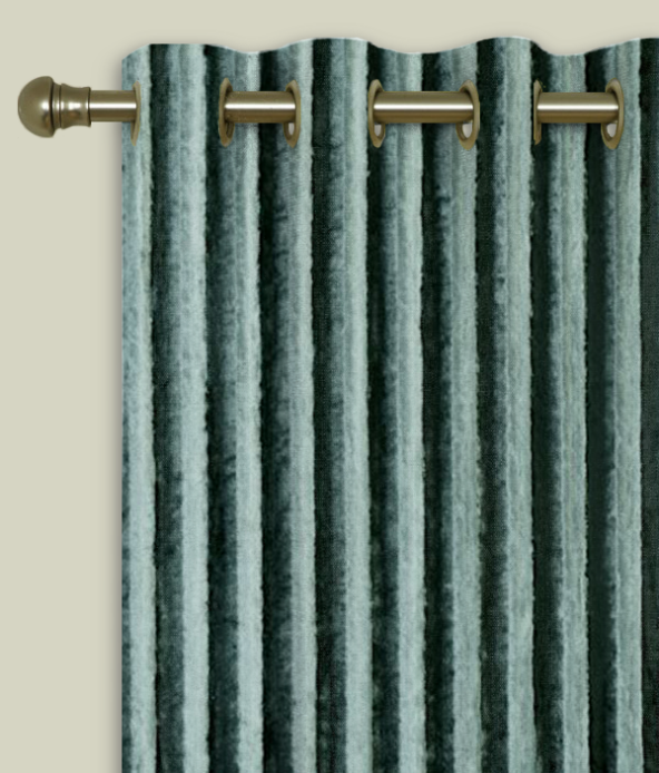 Eyelet Curtains Rhythm Velvet Teal