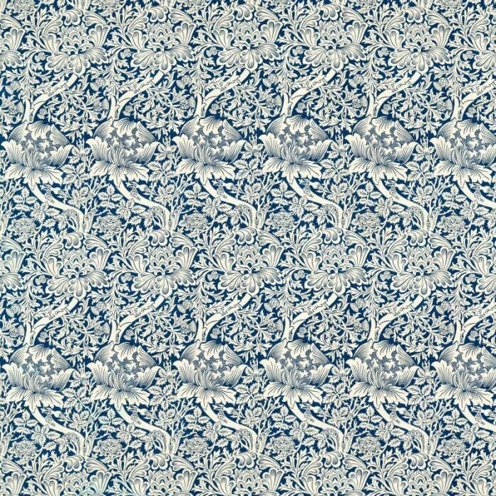 Rose And Thistle Indigo Fabric by Morris & Co