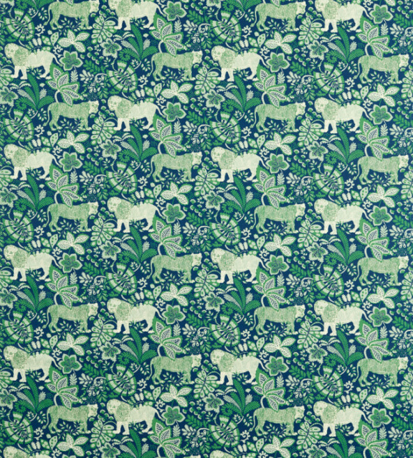 Rumble In The Jungle Midnight Mint Leaf Fabric by Scion