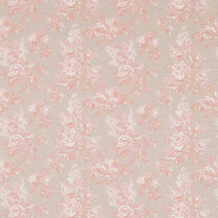 Sorilla Damask Shell Pink/Linen Fabric by Sanderson