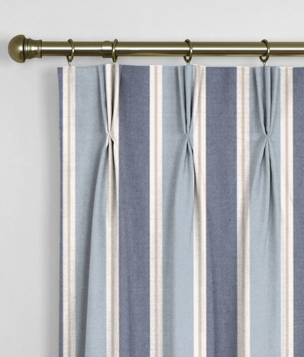 Pinch Pleat Curtains Stamford Stripe Denim