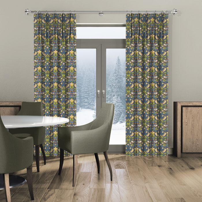 Curtains in Strawberry Thief Navy by William Morris