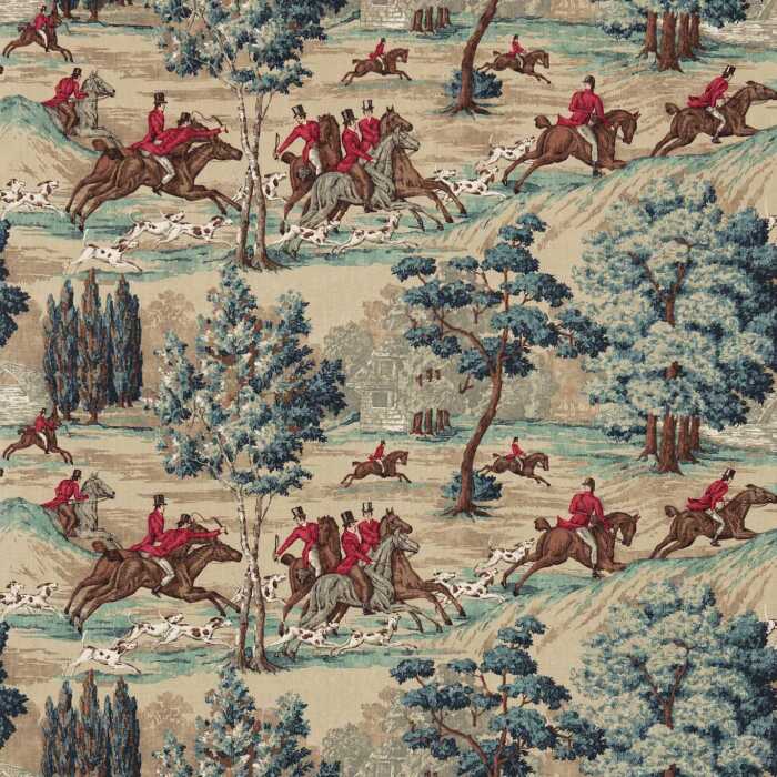 Tally Ho Teal/Ruby Fabric by Sanderson