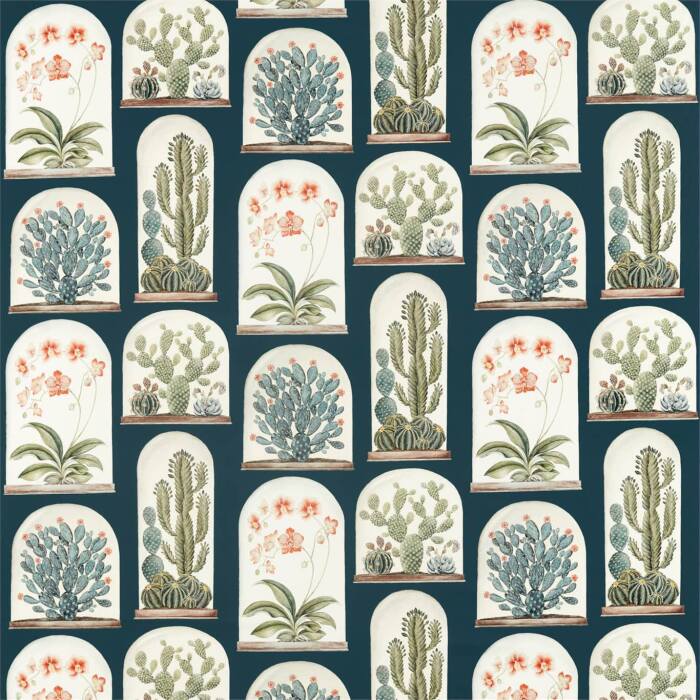 Terrariums Ink/Papaya Fabric by Sanderson