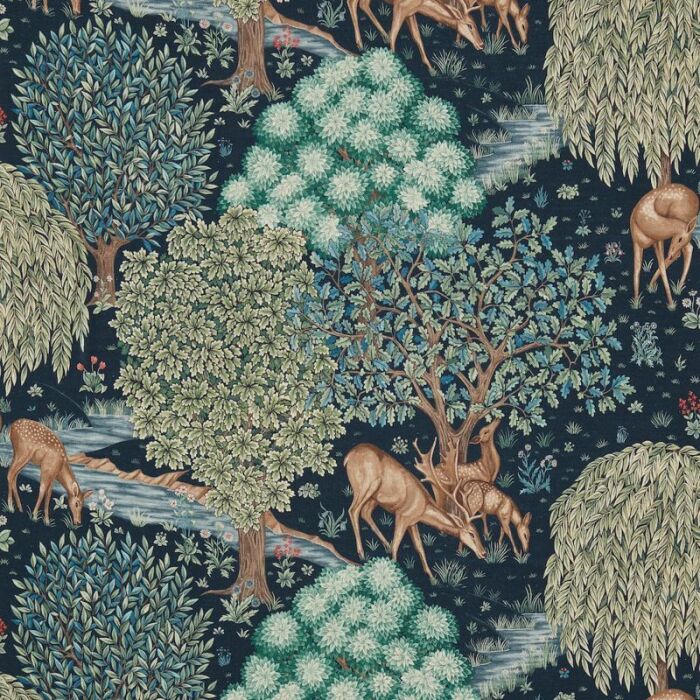The Brook Tapestry Blue Fabric by Morris & Co