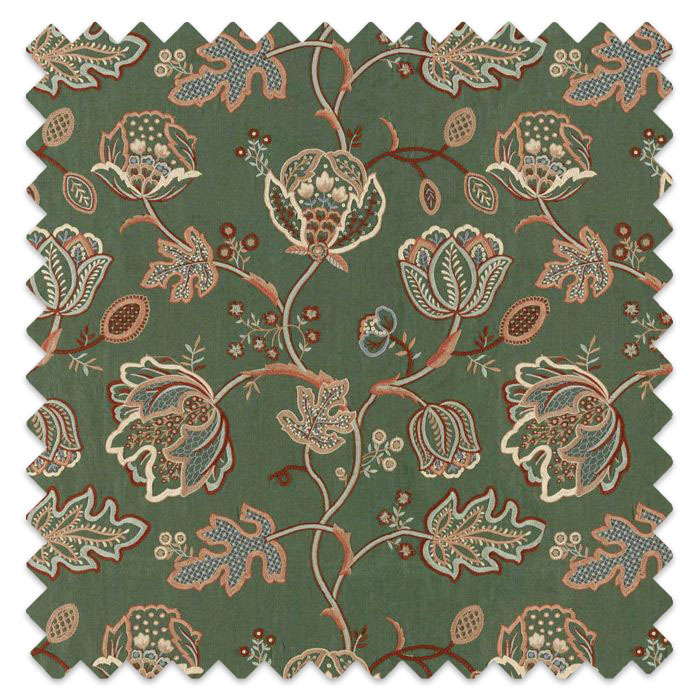 Swatch of Theodosia Embroidery Bottle Green