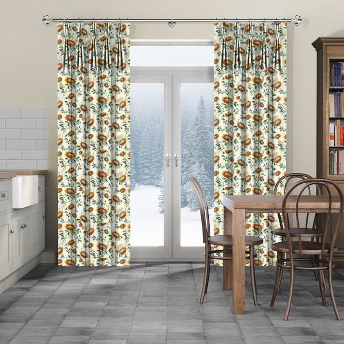 Curtains in Tonquin Ivory Chartreuse Embroidery by Clarke And Clarke