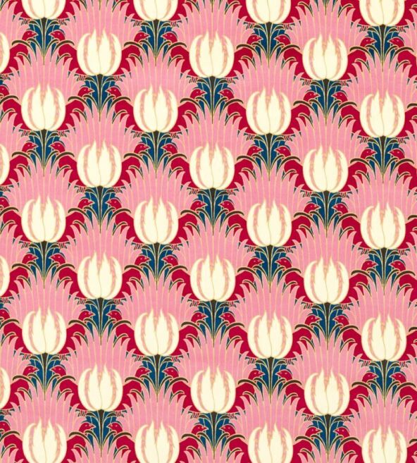Tulip & Bird Amaranth/Blush Fabric by Morris & Co