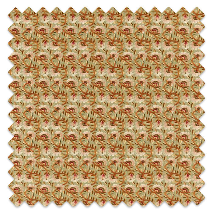 Swatch of Wardle Embroidery Olive/Brick