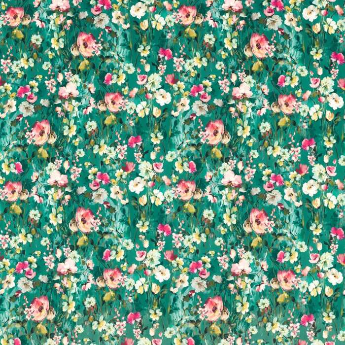 Wild Meadow Mineral Velvet Fabric by Clarke And Clarke