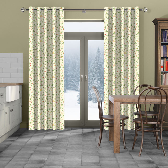 Curtains in Wild Strawberry Ivory Linen by Clarke And Clarke