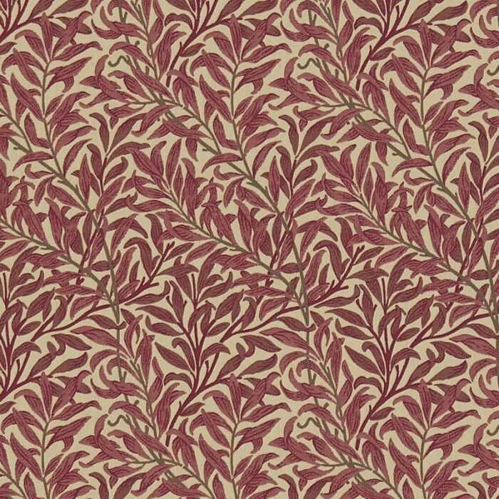 Willow Boughs Weave Crimson/Manilla Fabric by Morris & Co