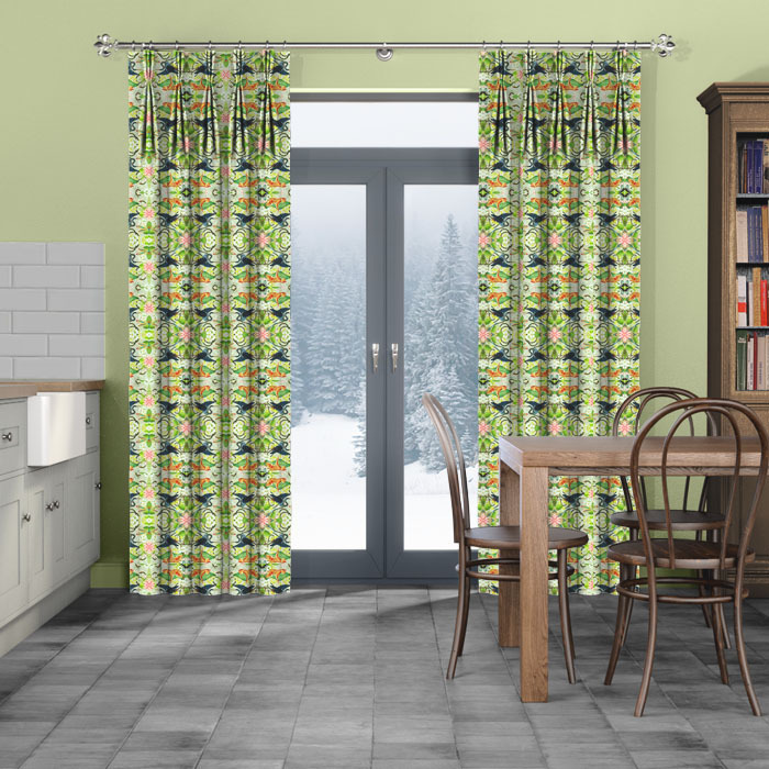 Curtains in Wonderlust Tea Story Dove by Clarke And Clarke