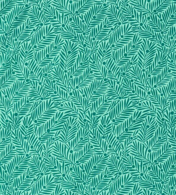 Yew & Aril Teal Fabric by Morris & Co