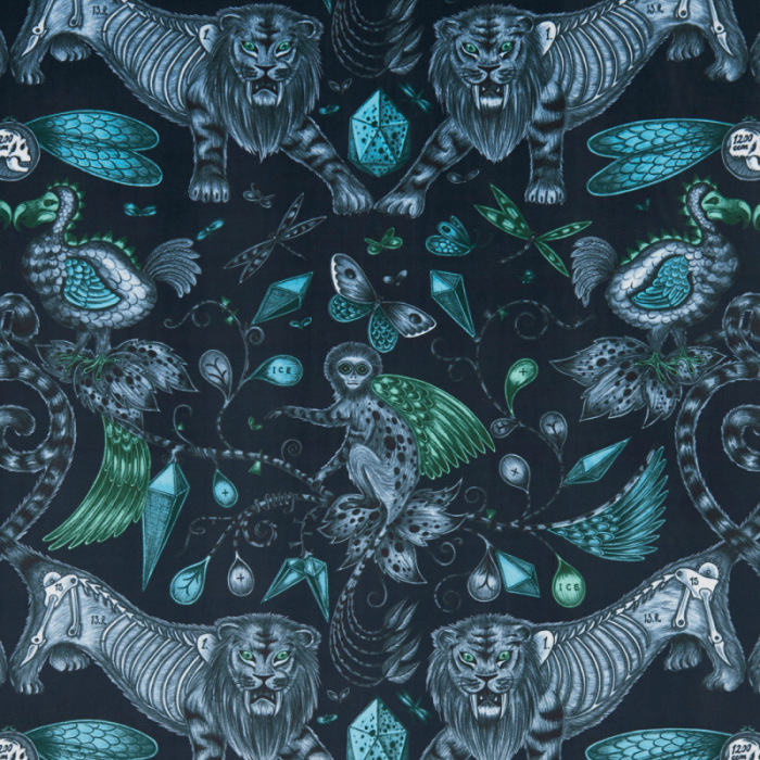 Made To Measure Curtains Extinct Navy Velvet Flat Image
