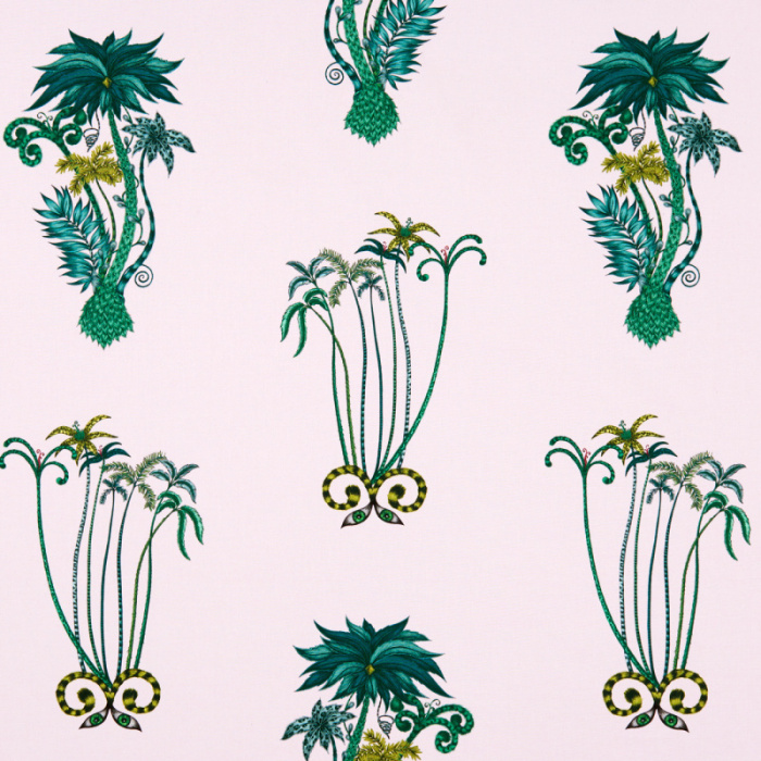 Made To Measure Curtains Jungle Palms Pink Flat Image