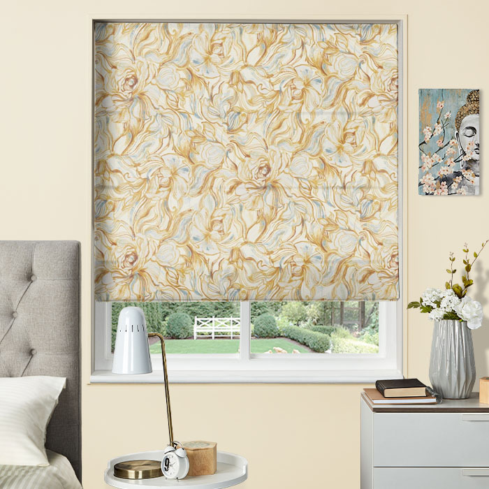 Roman Blind in Emilie Ochre