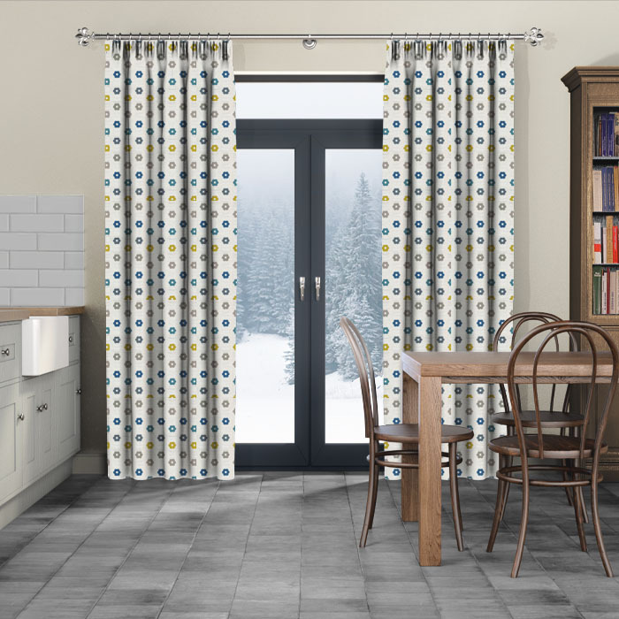 Curtains in Flower Power Lapis Gold