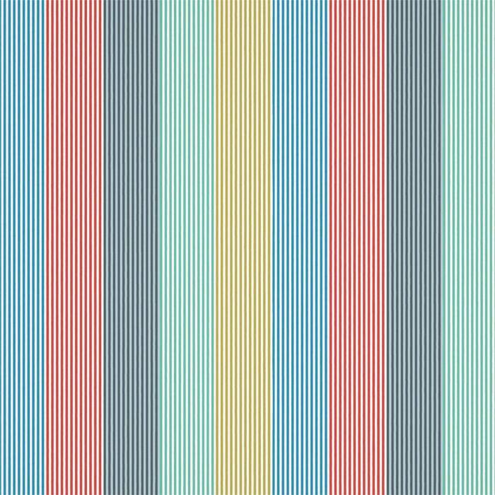 Funfair Stripe Ink/Aqua/Kiwi/Marine/Poppy Fabric by Harlequin