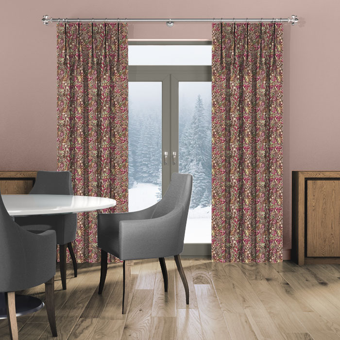 Curtains in Kelmscott Claret